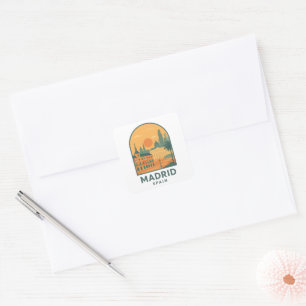 Vintage Madrid Spain Travel – Retro City Square Sticker