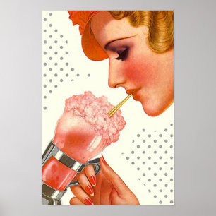 Vintage Mag Cover Soda Fountain strawberry Poster
