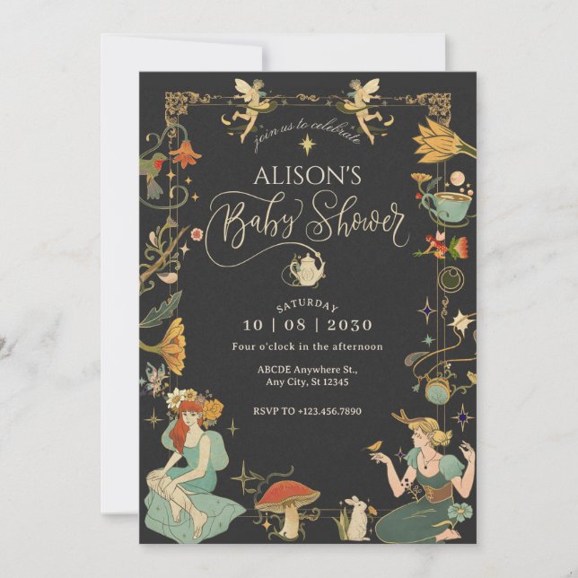 Vintage Magic Fairy tale baby shower Invitation (Front)