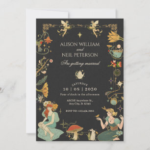Vintage Magic Fairy tale  mystic wedding Invitation