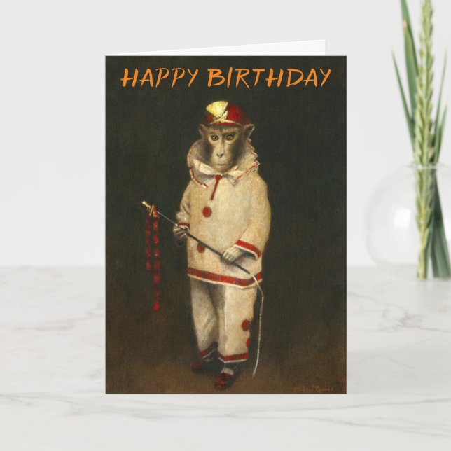 Vintage Magic Monkey Birthday Card (Front)