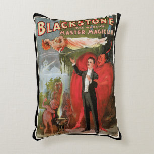 Vintage Magic Poster, Great Blackstone Magician Decorative Cushion