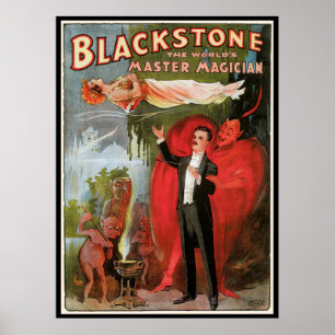 Vintage Magic Poster, Great Blackstone Magician Poster