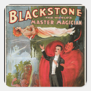 Vintage Magic Poster, Great Blackstone Magician Square Sticker