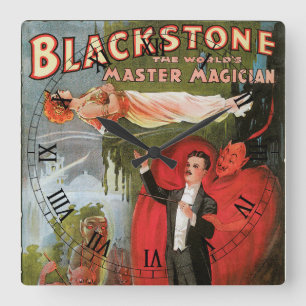 Vintage Magic Poster, Great Blackstone Magician Square Wall Clock