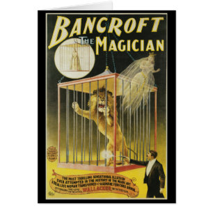Vintage Magic Poster, Magician Bancroft and Lion