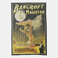 Vintage Magic Poster, Magician Bancroft and Lion