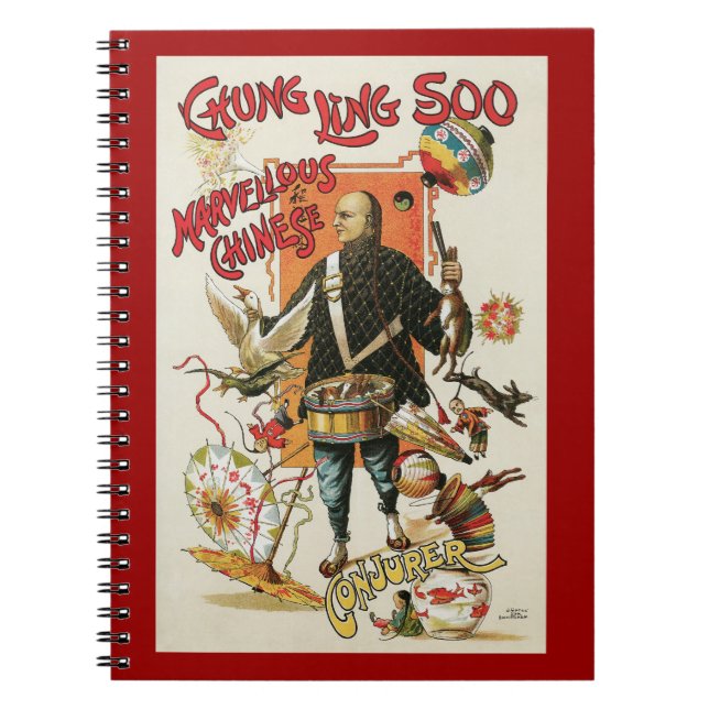 Vintage Magic Poster, Magician Chung Ling Soo Notebook (Front)