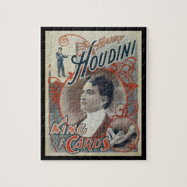 Vintage Magic Poster, Magician Harry Houdini Jigsaw Puzzle (Vertical)