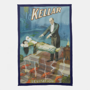 Vintage Magic Poster, Magician Harry Kellar Tea Towel
