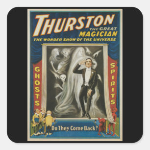 Vintage Magic Poster, Thurston, The Great Magician Square Sticker