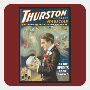 Vintage Magic Poster, Thurston, The Great Magician Square Sticker