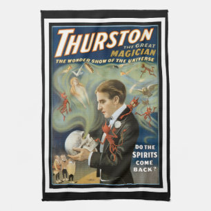 Vintage Magic Poster, Thurston, The Great Magician Tea Towel