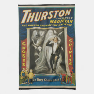 Vintage Magic Poster, Thurston, The Great Magician Tea Towel