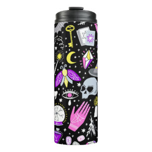 vintage magic witch seamless pattern. Witchcraft b Thermal Tumbler