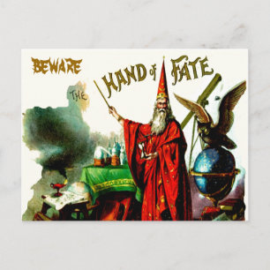 Vintage Magic Wizard Merlin Fate Litho Label Art Postcard