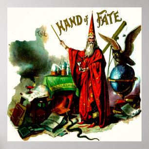 Vintage Magic Wizard Merlin Fate Litho Label Art Poster