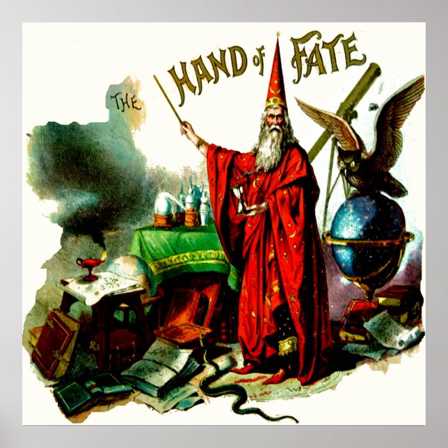 Vintage Magic Wizard Merlin Fate Litho Label Art Poster (Front)