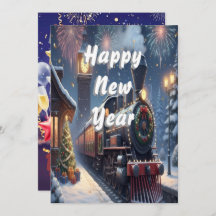 Vintage Magical Express New Year Holiday Card