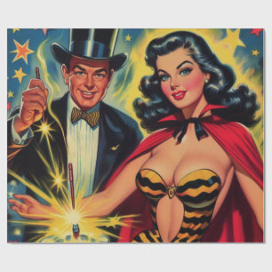 Vintage Magician Pin Up Wrapping Paper