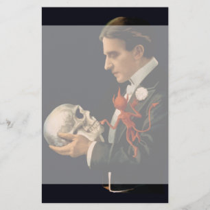 Vintage Magician, Thurston Holding a Human Skull
