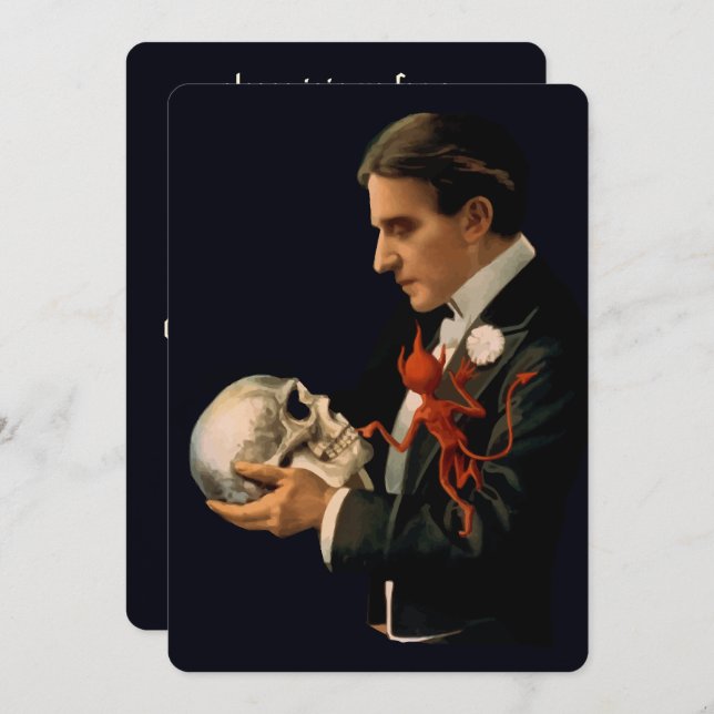 Vintage Magician Thurston & Human Skull Halloween Invitation (Front/Back)