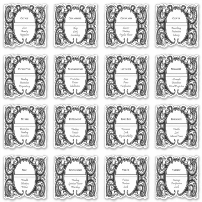 Vintage Magickal Herbs Witchcraft Jar Labels (Front)