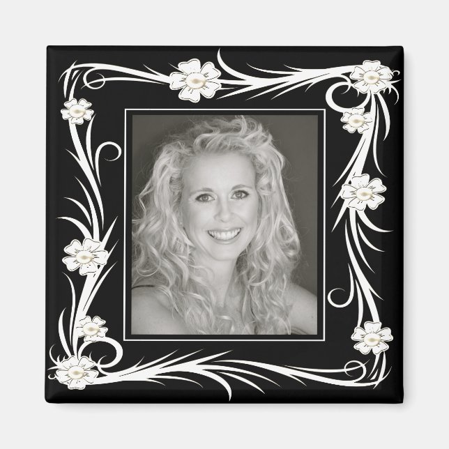 Vintage Magnet Vintage Floral Add Your photo (Front)