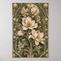 Vintage Magnolia Art Nouveau Botanical Wall Art