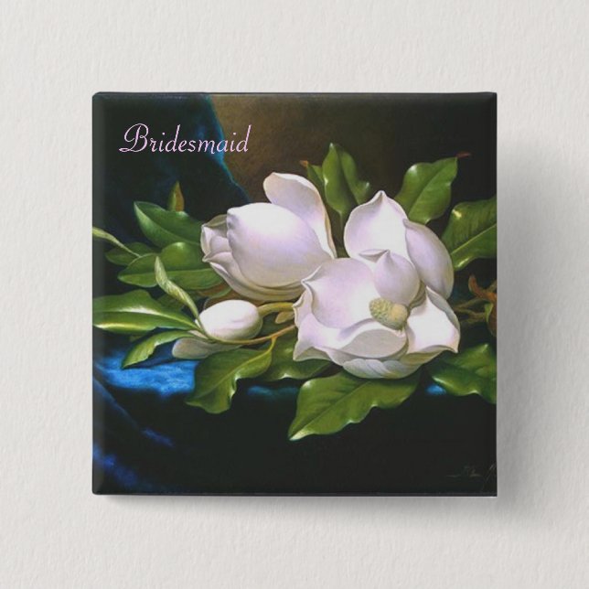 Vintage Magnolia Bridesmaid Button (Front)