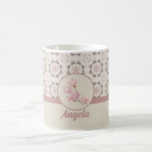 Vintage Magnolia Floral Ephemera Pattern Coffee Mug