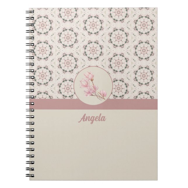 Vintage Magnolia Floral Ephemera Pattern Notebook (Front)
