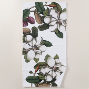 Vintage Magnolia Flower Blossoms Beach Towel