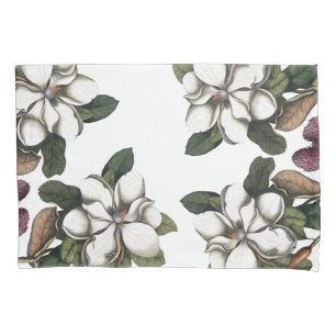 Vintage Magnolia Flower Blossoms Pillowcase