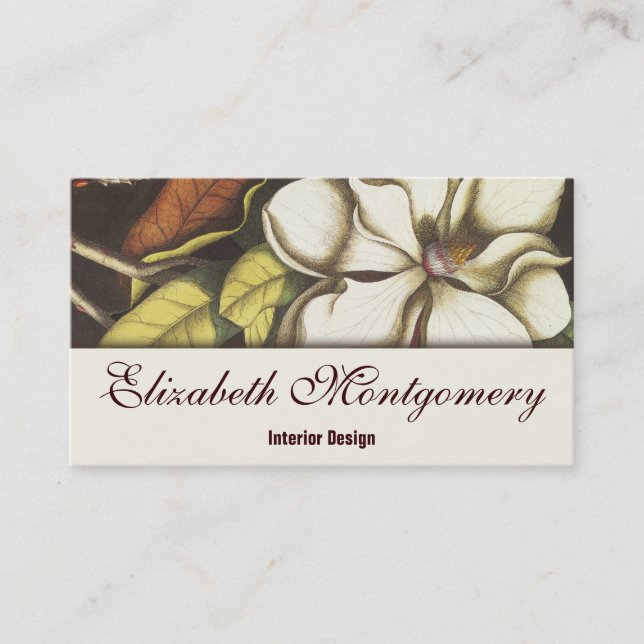 Vintage Magnolia Flower Professional Business Card (Front)