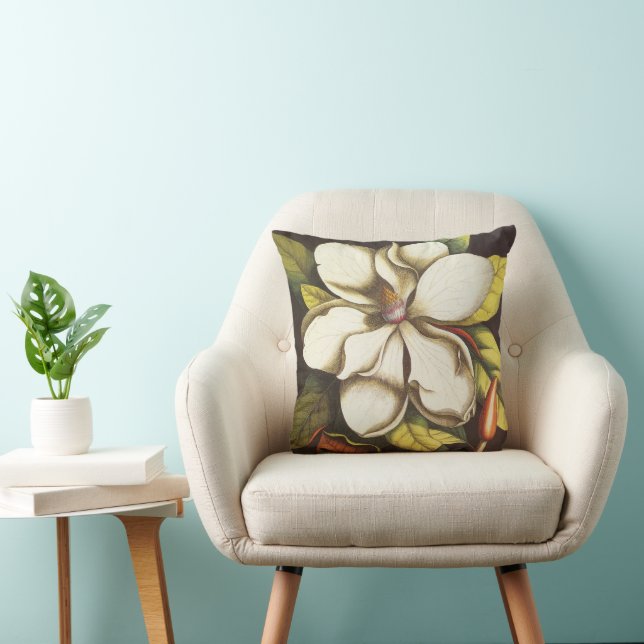 Vintage Magnolia Flowers Plant With Seeds Cushion (Chair)