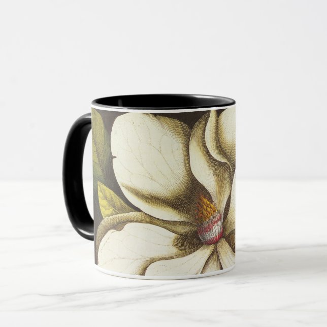 Vintage Magnolia Flowers Plant With Seeds Mug (Front Left)