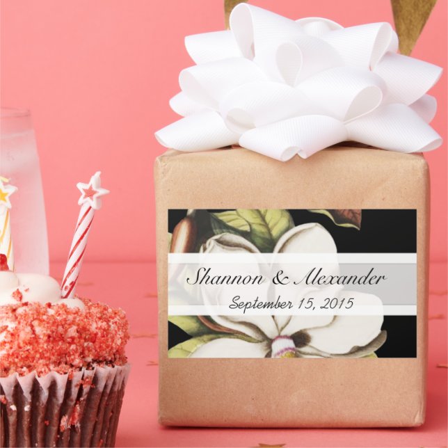 Vintage Magnolia on Black Stickers (Party)