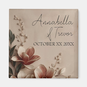 Vintage Magnolia Romantic Floral Custom Name Magnet