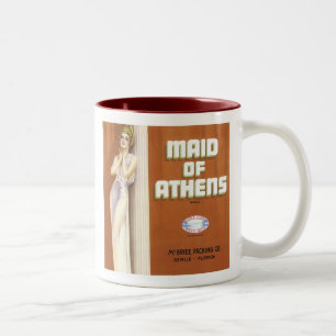 Vintage Maid of Athens Fruit Crate Label Two-Tone Coffee Mug