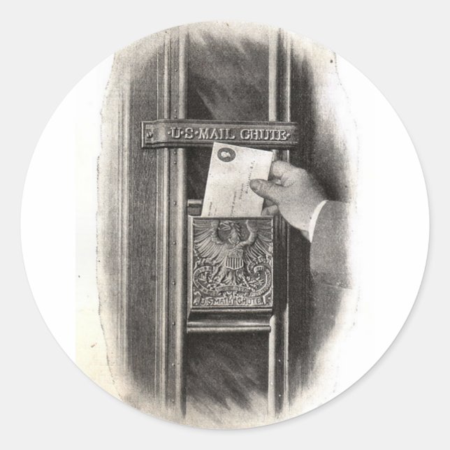 Vintage Mail Box Classic Round Sticker (Front)