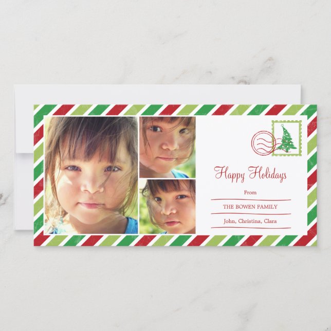 Vintage Mail Holiday Photo Card (Front)