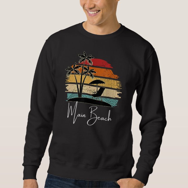 Vintage Main Beach  Palm Trees Spring & Summer Sweatshirt (Front)