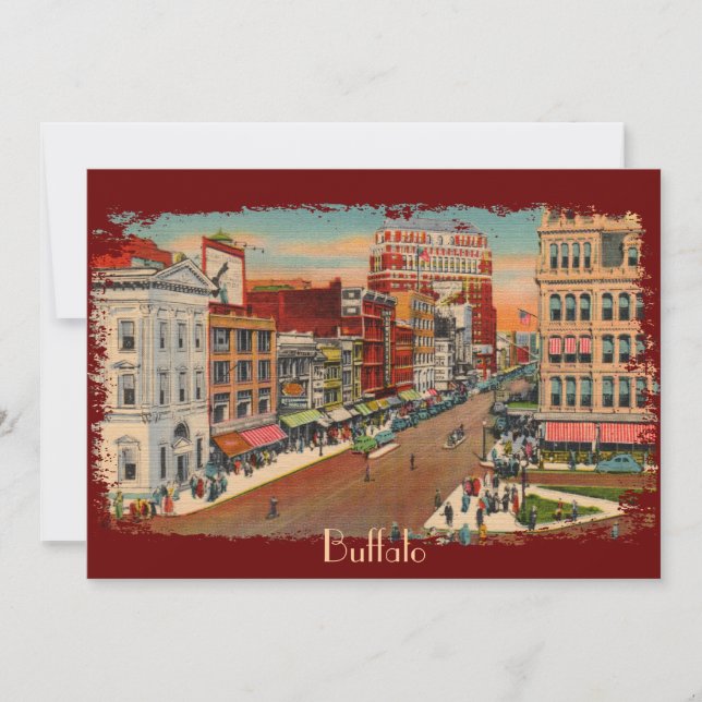Vintage Main Street Buffalo Party Invitations (Front)