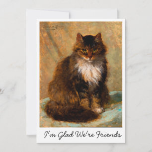 Vintage Maine Coon Cat Art I'm Glad We're Friends Card