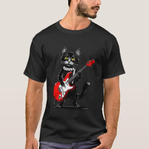 Vintage Maine Coon Cat Playing Guitar Funny Kitten T-Shirt