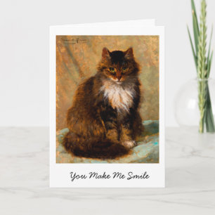 Vintage Maine Coon Cat You Make Me Smile Card