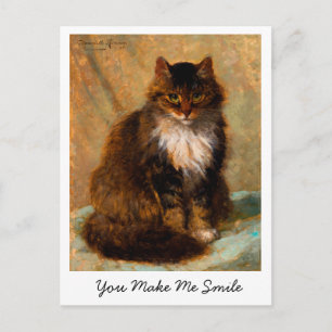 Vintage Maine Coon Cat You Make Me Smile           Postcard