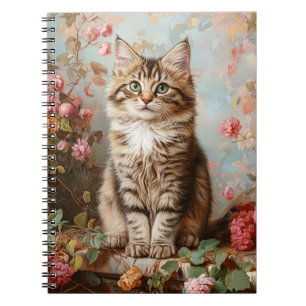 Vintage Maine Coon Kitten Painting Notebook