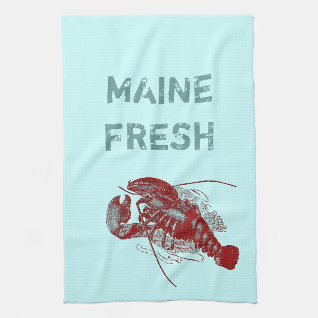Vintage Maine Fresh Lobster Tea Towel (Vertical)